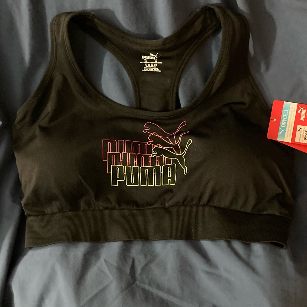 Temporarily unavailable NWT PUMA Drycell seamless bra, 2X graphic cool cat logo